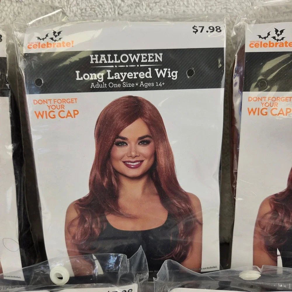 Way to Celebrate Halloween Long Layered Wig Adult One Size Auburn Brunette Lot 7